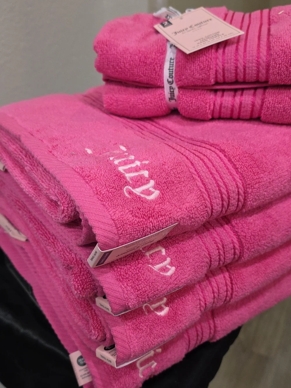 Juicy Couture Home Embrodried Logo Oversized Plush Bath & Hand Towel Set